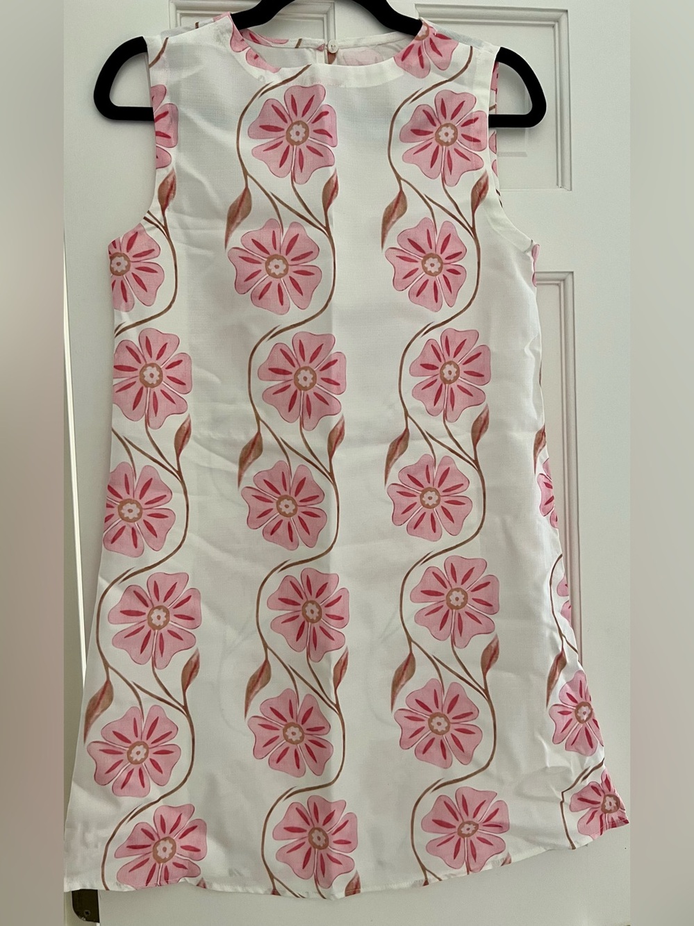 White Pink Floral Shift Dress, XS